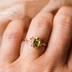 Peridot Ring, August Birthstone, August Ring, Rose Gold Ring, Birthstone Ring, Dainty Ring, Peridot Jewelry, Birthstone Jewelry, Silver Ring image 5