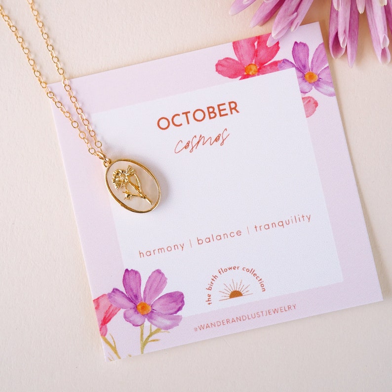 October Birth Items October Birth Flower Necklace, Birth Month Flower, October Birthday ...