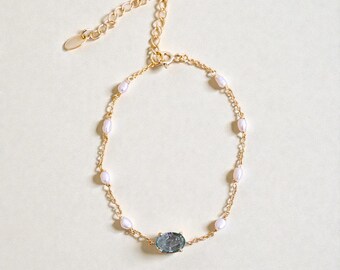 Something Blue Pearl Bracelet, Dainty Wedding Gift for Bride, Classic Keepsake Bridal Jewelry, Gold Wedding Jewelry