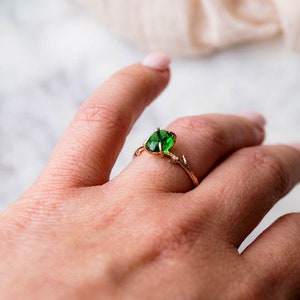 Emerald Green Ring, May Birthstone Ring, Green Stone Ring, Gemstone Ring, Crystal Ring, Dainty Ring, Gold Ring, Boho Ring, Rose Gold Ring image 6