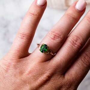 Emerald Green Ring, May Birthstone Ring, Green Stone Ring, Gemstone Ring, Crystal Ring, Dainty Ring, Gold Ring, Boho Ring, Rose Gold Ring image 3