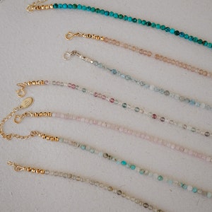 Leilani Beaded Necklace, Gemstone Necklace, Layering Necklace, Bead Choker, Turquoise Necklace, Aquamarine Necklace, Labradorite Necklace image 9