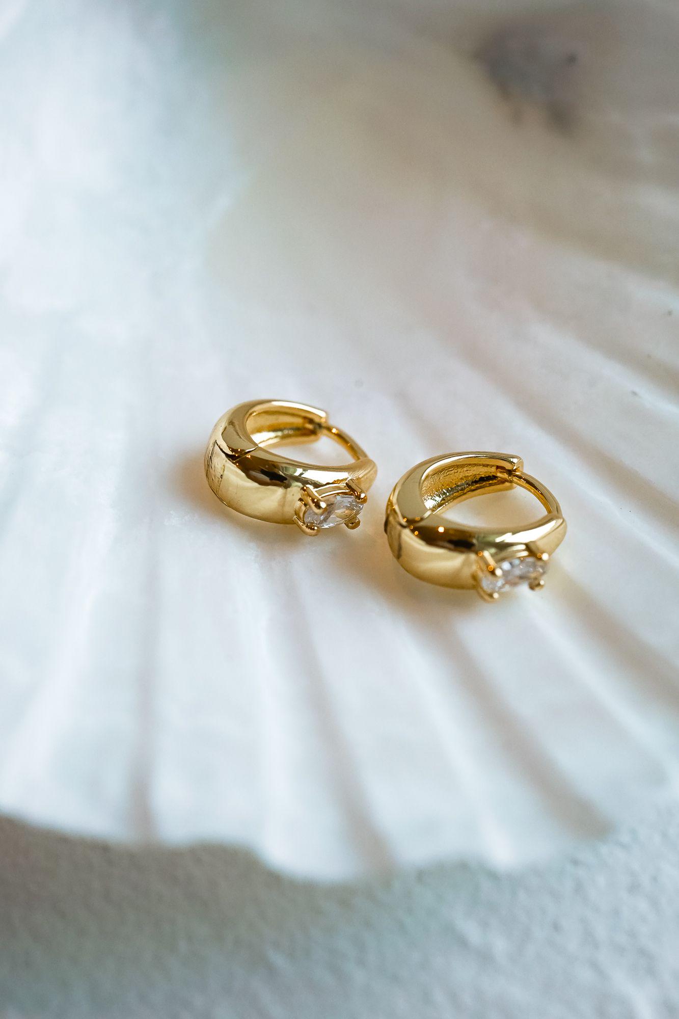 Elle Gold Huggie Hoops, Small Gold Hoop Earrings, Dainty Everyday…