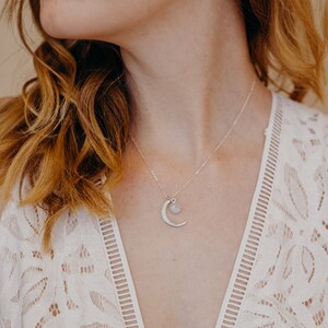 Two Moons Necklace, Crescent Moon Necklace, Moonstone Necklace, Rose Gold Necklace, Dainty Necklace, Rainbow Moonstone Necklace image 7