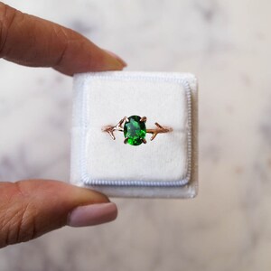 Emerald Green Ring, May Birthstone Ring, Green Stone Ring, Gemstone Ring, Crystal Ring, Dainty Ring, Gold Ring, Boho Ring, Rose Gold Ring image 4
