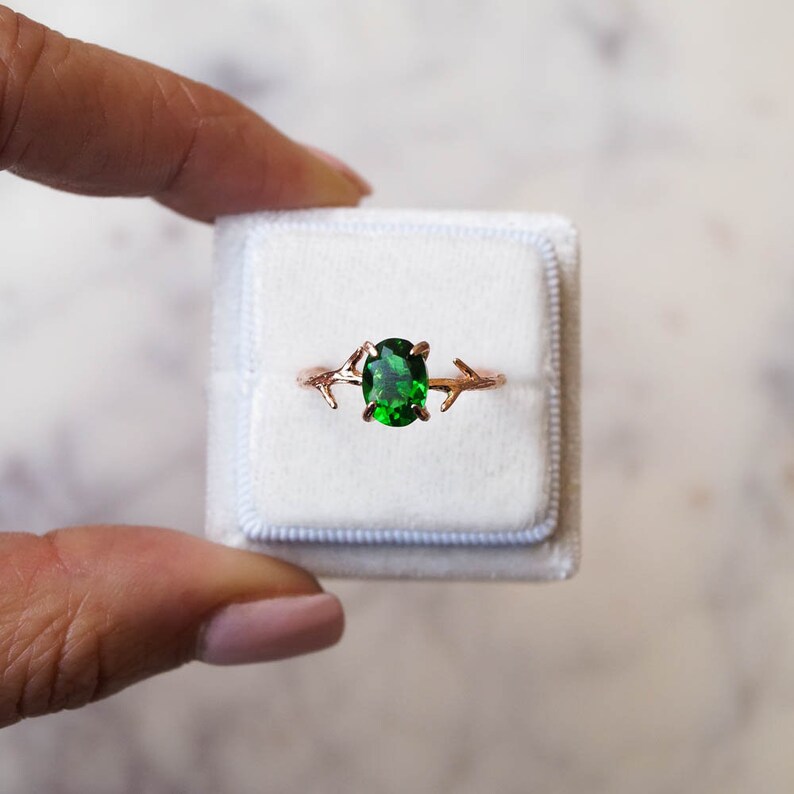 Emerald Green Ring, May Birthstone Ring, Green Stone Ring, Gemstone Ring, Crystal Ring, Dainty Ring, Gold Ring, Boho Ring, Rose Gold Ring image 4