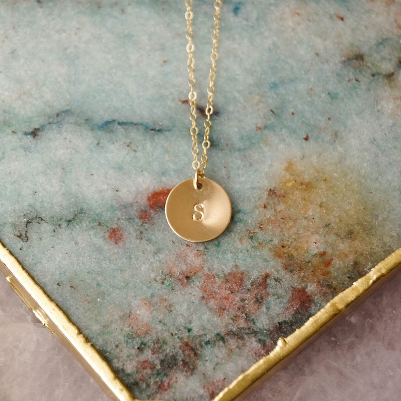 One of a Kind Necklace Set Initial Disc Necklace Jewelry Gift Gold Disc Necklace Dainty Birthstone Necklace Tiny Birthstone Necklace