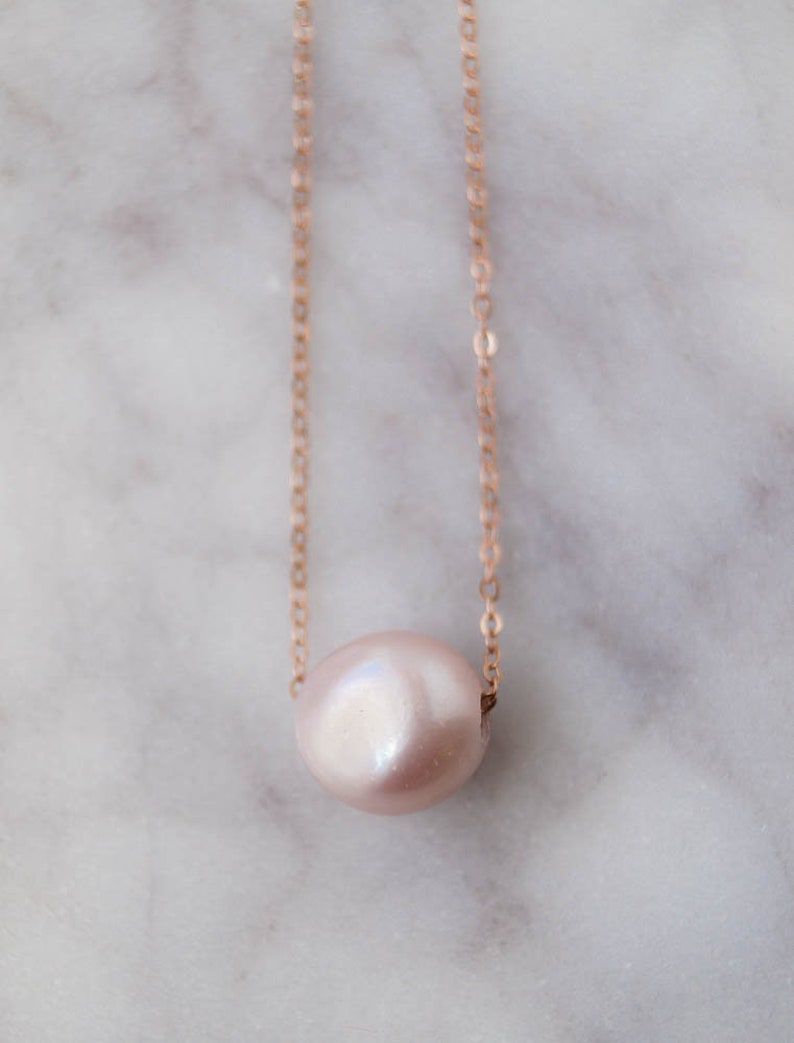 Pink Pearl Necklace, Single Pearl Necklace, Wedding Necklace, Bridal Jewelry, Freshwater Pearl Jewelry, Pearl Choker, Pink Necklace, Kauai image 6