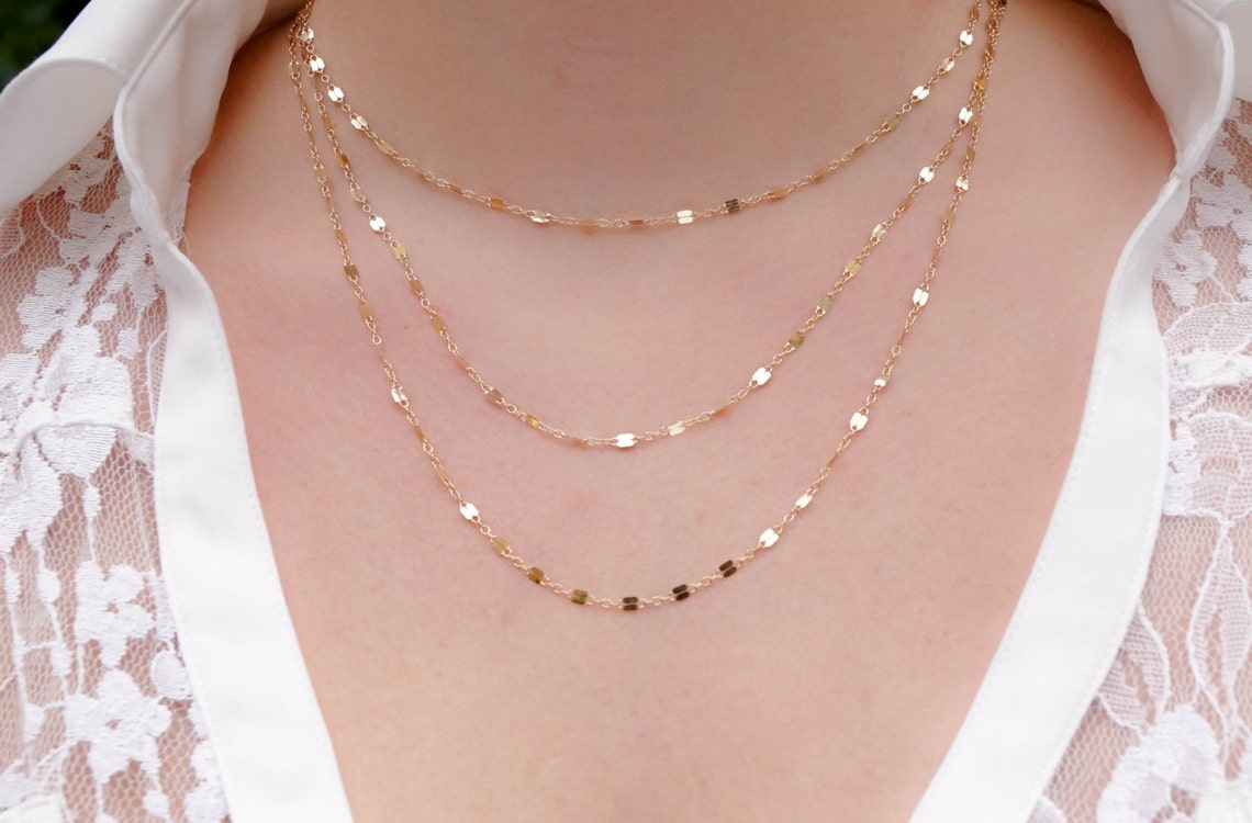 Gold Triple Layer Necklace Delicate Necklaces Gold Filled - Etsy