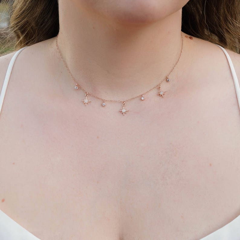 Minimalist Choker Dainty Necklace Rose Gold Choker Delicate Choker Delicate Star Necklace Star Choker Silver Choker The Nova Choker