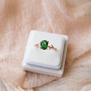 Emerald Green Ring, May Birthstone Ring, Green Stone Ring, Gemstone Ring, Crystal Ring, Dainty Ring, Gold Ring, Boho Ring, Rose Gold Ring image 8