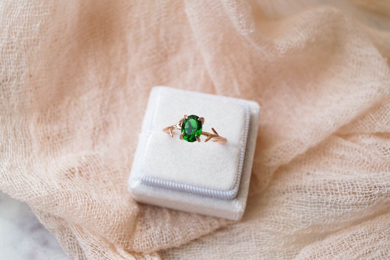 Emerald Green Ring, May Birthstone Ring, Green Stone Ring, Gemstone Ring, Crystal Ring, Dainty Ring, Gold Ring, Boho Ring, Rose Gold Ring image 8