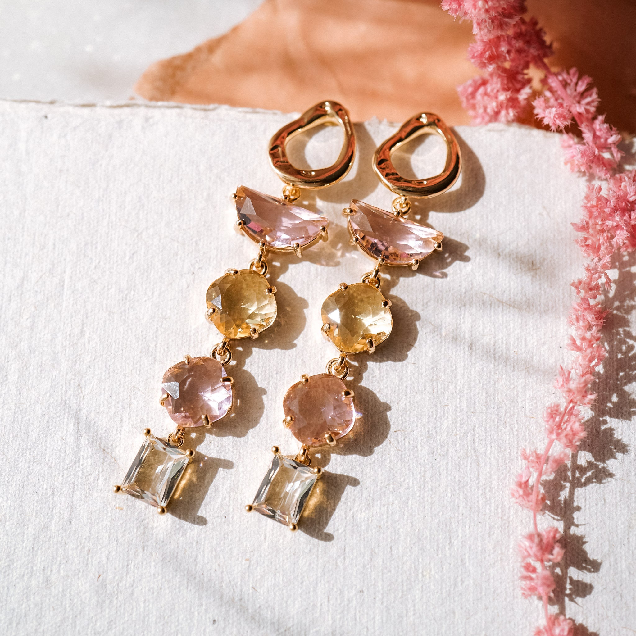 Pink Lemonade Earrings Long Dangle Earrings Statement Etsy UK