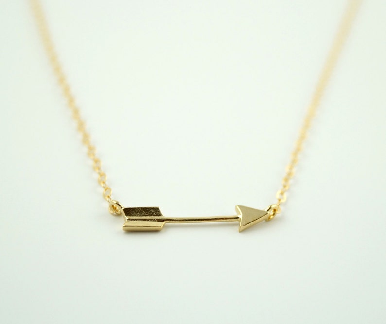 Tiny Arrow Necklace Gold Necklace Dainty Gold Necklace Etsy