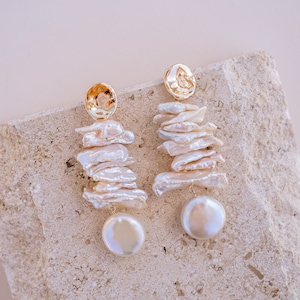 Kiara Pearl Earrings, Bohemian Earrings, Bridal Earrings, Pearl Drop ...