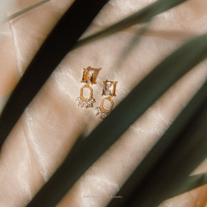 Jolie Earrings, Blush Earring, Bridal Statement Earrings, Wedding Jewelry, Art Deco Earrings, Bridal Jewelry, Peach Earrings image 8