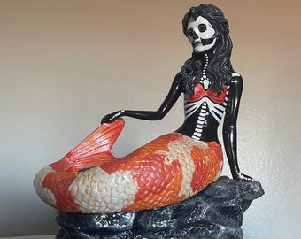 Skeleton koi mermaid figurine