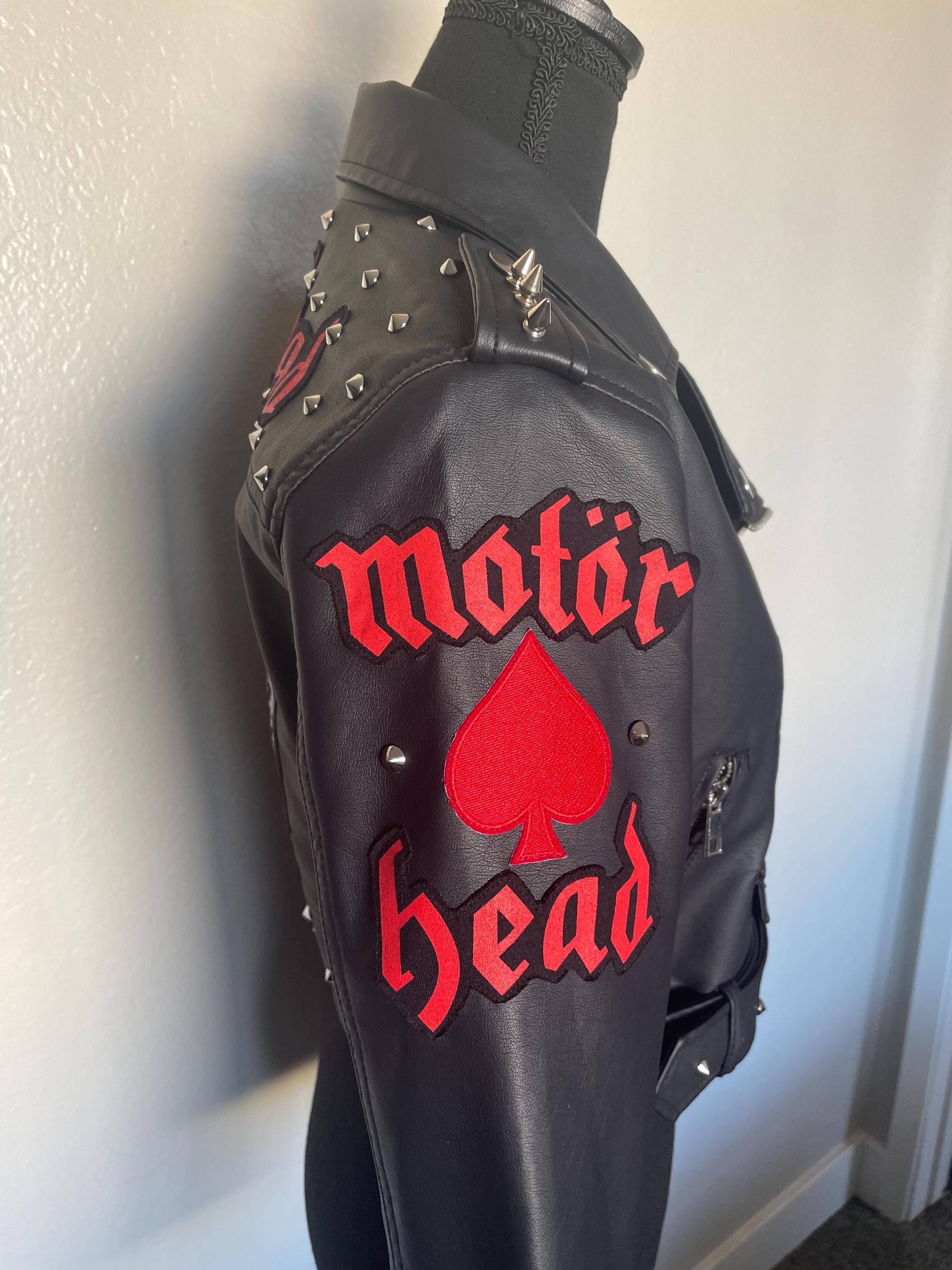 Motörhead Ace of Spades Faux Leather Studded/spiked Moto Jacket - Etsy