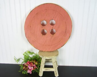 Oversized Button Art Sewing Gift For Seamstress Sewing Room Decor Craft Room Decor Wooden Button Sign Giant Button Wall Art Sewing Decor