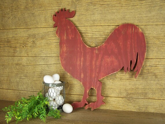 Items similar to Wooden Rooster Wall Art Rooster Decor Kitchen Decor