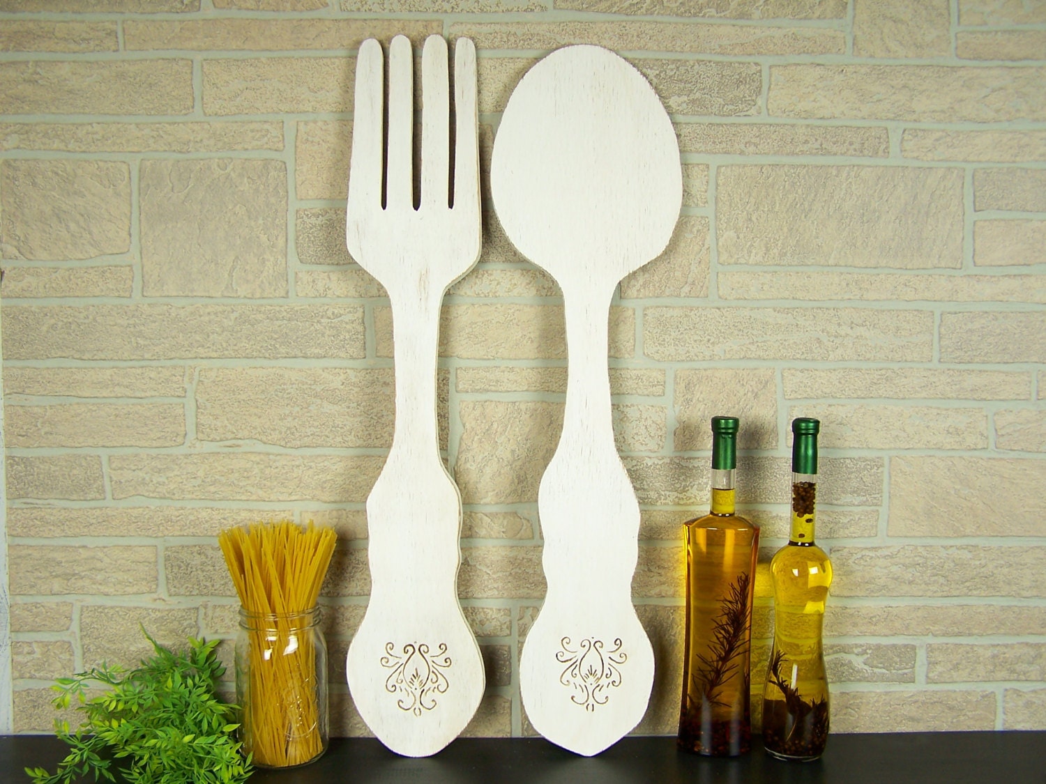 Large Fork And Spoon Wall Decor Kitchen Decor Wood Wall Art | Etsy