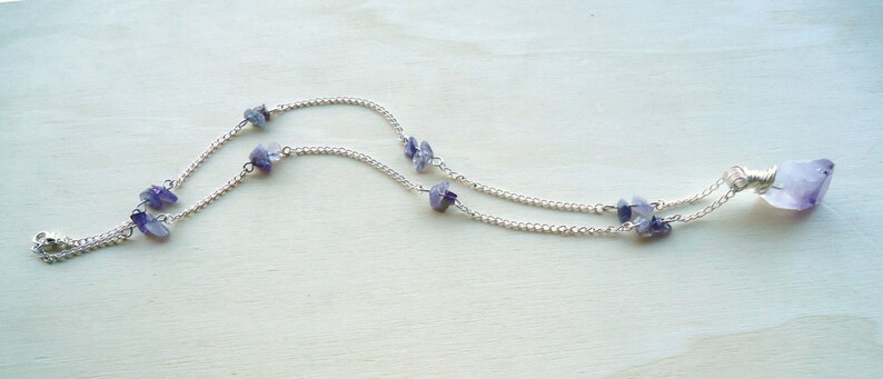 Raw Crystal Pendant OOAK Gifts Beaded Amethyst Necklace Protection Stone Crystal Amulet Healing Jewelry