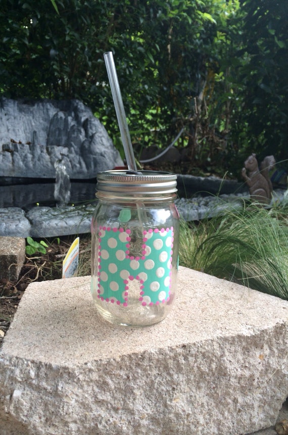 Items similar to Personalized Mason Jar Tumbler, Monogrammed, Hand