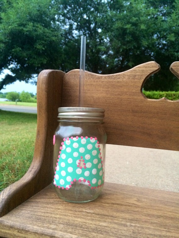 Items similar to Personalized Mason Jar Tumbler, Monogrammed, Hand