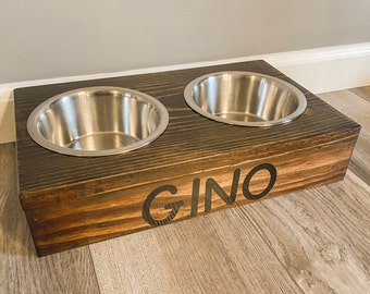 Personalized Elevated Pet Feeder | Dog Bowl Stand | Raised Pet Feeder | Personalized Pet Bowls | Bowls Included | Dog Feeder | Pet Lover