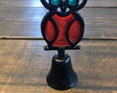 Vintage metal stained glass Owl bell