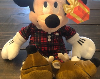 Disney Store Christmas Mickey Mouse Plush Stuffed Animal.
