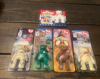 Vintage TY Beanie Babies Lot of 5 McDonalds Collection Plush lot Libearty Maple Britannia Erin and Glory bear In Package