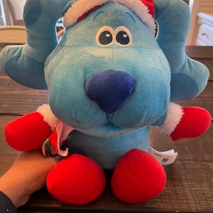 Vintage Blues Clues Dog Christmas Plush Stuffed Animal Santa Toy Nick Jr.