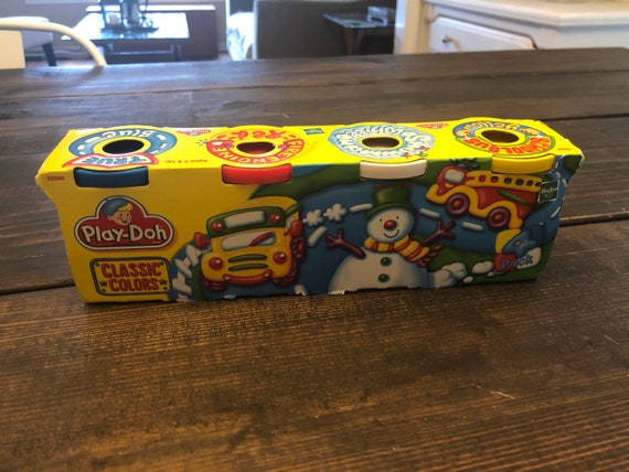 Vintage 1999 Pack of 4 Hasbro Play-doh Classic Colors School Bud Yellow  Snowman White Fire Engine Red True Blue New in Pack 