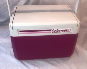 Vintage Coleman 10 model 5210 Personal Cooler Dark Pink