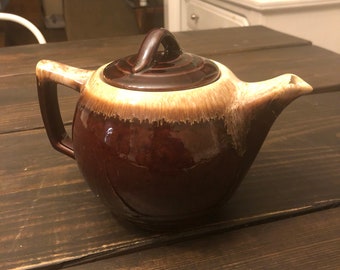 Vintage McCoy 140 Drip High Gloss Teapot with Lid (Brown) Made in U.S.A.