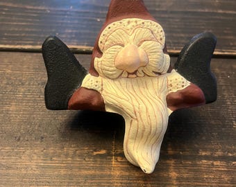 Vintage 1996 Cast Iron Heavy Christmas Santa Stocking Holder