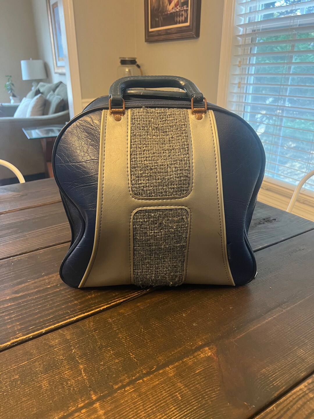 Vintage Gray and Blue Trimmed Brunswick Bowling Bag Retro Etsy