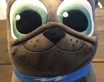 Peluche de Bingo de Disney Store, cachorro de Pug, Dog Pals, peluche gris