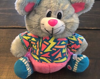 Vintage Cloud 9 Retro Neon Plush Mouse Stuffed Animal
