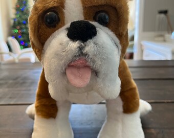 Build A Bear Boxer Bulldog 14" Plush Brown & White Stuffed Animal BAB