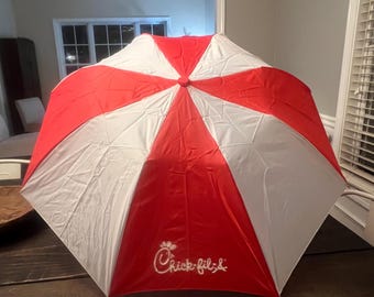 Chick-Fil-A Umbrella Red White Candy cane Chic Fil A