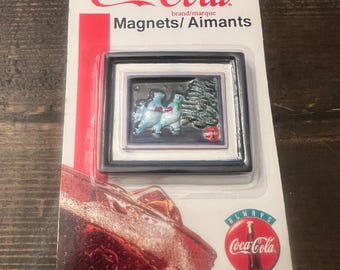Coca Cola Magnet Vintage 1997 Polar Bears Skating #51568 Factory Sealed Coke