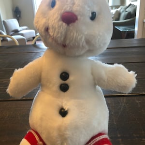 Vintage Russ Snowman Christmas Plush Snowflake withRed Sneakers Stuffed Toy