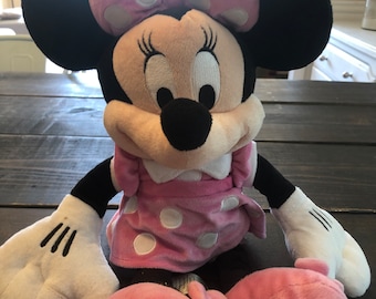 Disney Store Minnie Mouse Plush Pink Polka Dots Hair Bow and Skirt  
