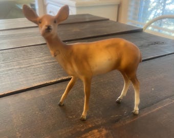 Vintage Plastic Doe Deer Reindeer Figurine 6"