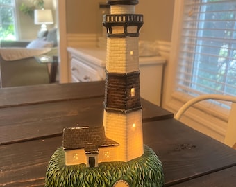 Vintage Montauk, New York Ceramic Lighthouse Table Lamp