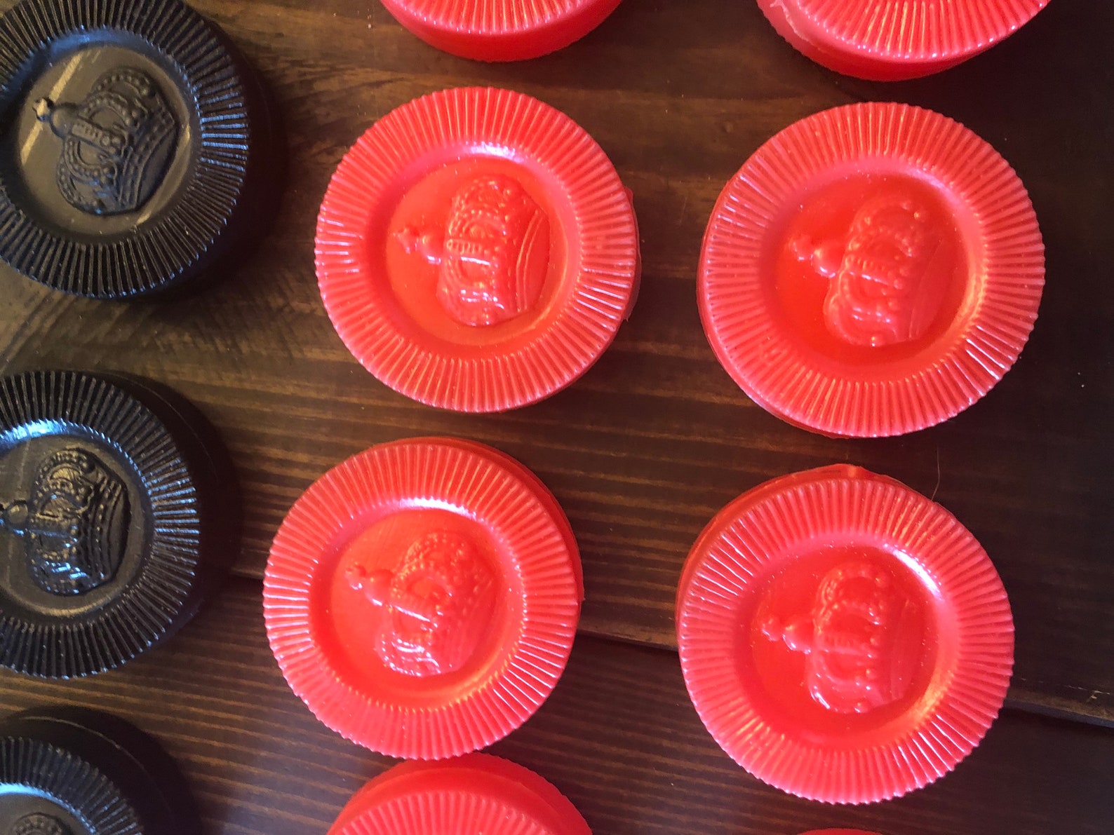 Vintage lot of 24 Plastic Blow Mold Checker Board Pieces Red Etsy