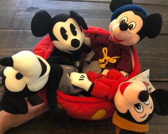 Disney Mickey Mouse 70 happy years bean bag plush lot Anniversary Fantasia Stuffed Animal