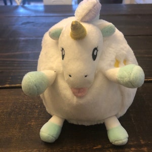Minny Squishable White Unicorn Round Glitter Sparkly Plush